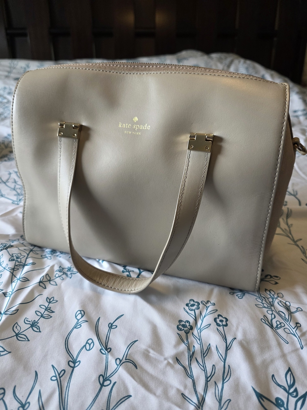 kate spade New York Pebble Leather Satchel in Light Taupe